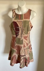 PITANGA Tropical Linen Blend Palms Print Resort DRESS Made in BRAZIL Size Medium
