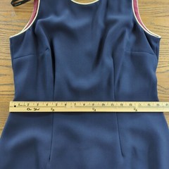 DATIANI Vintage sleeveless open back cocktail elegant navy blue dress sz 12