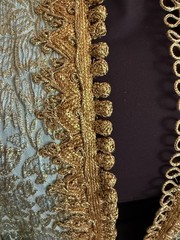 Vintage Handmade Blue Gold Brocade Caftan Metallic Trim Ceremonial Robe Artisan