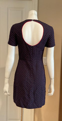 NWOT Sandro Paris Size 2 Navy and Red Embroidered Cutout jacquard mini dress