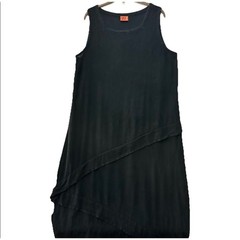 Oh My Gauze Tiered Black Sleeveless Asymmetric Layered Maxi Dress Size 2 L XL