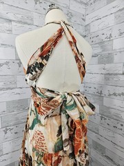 ASTR The Label Women&rsquo;s M Almina Tiered Halter Maxi Dress Taupe Orange