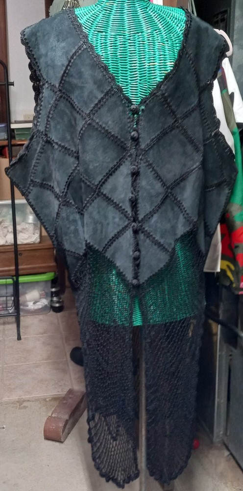 Ashley Stewart Suede Top With Attached Crocheted Bottom Very Unique 26W