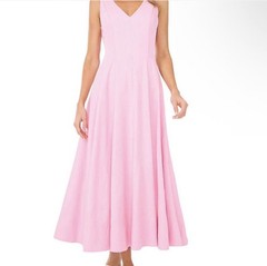 Ted Baker 14 Pink Solid Sleeveless V-Neck Maxi Dress Long Regular