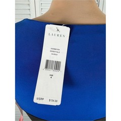 Lauren Ralph Lauren NWT Black Blue Ruched Faux Wrap Sheath Dress Size 4