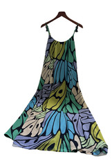 Sam Edelman Butterfly Trapeze Sleeveless Maxi Dress Blue Green Boho Women’s Sz M