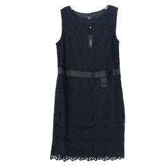 NWT TALBOTS Black Crochet Overlay Sheath Dress Bow Classic Size 14