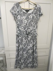 Perceptions New York L Paisley Midi Dress Black/White Stretch