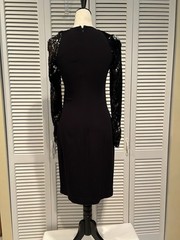 NWT NK32 Naeem Khan Dress sz 2 Black Sheath Sequin Long Sleeves