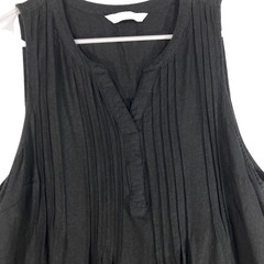 Sonoma Linen Pintucked Pleated Bib Pockets Little Black Above Knee Dress 0X XL