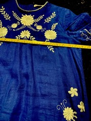 Zara Royal Blue Embroidered Linen Blend Mini Dress Short Sleeve XS 4786/092/400