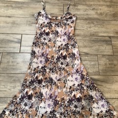 Forever 21 Whimsigoth Floral Slip Dress Cowl Neck Purple Tan Large Fairycore