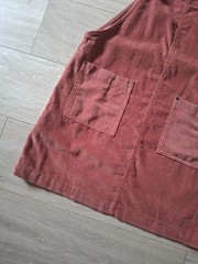 Next Pink Cotton Cord Pinafore Dress Pockets Bib & Brace Dungaree Corduroy UK14