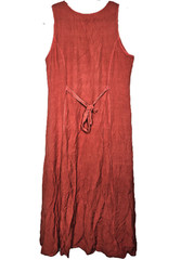 Embroidered Button Up Rust Orange M Tank Dress Waist ties Hippie Boho Artisanal