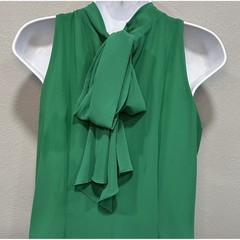 Robbie Bee Dress Women&rsquo;s Size 6 Green Sleeveless Lined Pull On Back Tie Pleated