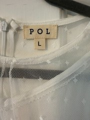 POL sheer overlay embroidered white dress. Slip dress. 3/4 bell sleeves. Large