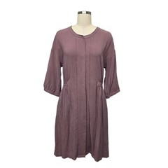 Poetry Mauve Tencel Linen Gathered Waist Midi Dress VJ56 Womens US 4 UK 8