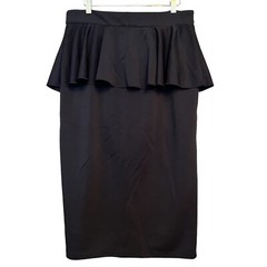 New Stylewe Skirt Womens 2XL Black Midi Layer Ruffle Zip Fit Flare 33in Length