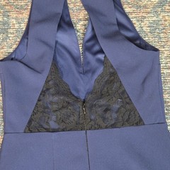 Express Women&rsquo;s Navy Blue Keyhole Cocktail Dress Size 0 Sleeveless Mock Neck