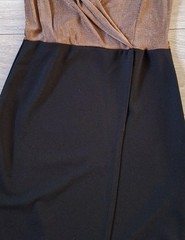 Select Copper & Black Stretch Mock Wrap Shift Dress Party Evening Retro UK14