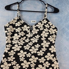 Wild Fable Womens Black White Floral Mini Dress XS Keyhole Cutout Open Back Dais
