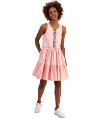 Nautica Womens Lace Up Tiered Ruffled Peplum Dress