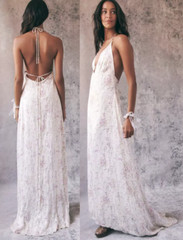 LoveShackFancy Cabane Silk Asymmetric hem Halter Maxi Dress in Biscotti M $625