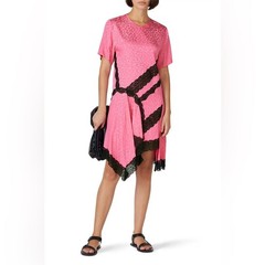 Koché Collective Pink Leopard Tee Asymmetrical Hem Jacquard Dress Size 38 US 6