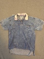 Womens Vintage Zena Stonewashed Tshirt Style Tunic Pullover With Collar 90s 80s