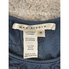 Max Studio Size M Textured Chic Abstract Knee Length Scoop Neck Dress Navy