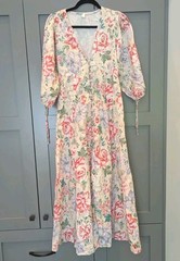 Kivari Women&rsquo;s Size 10 Watson Linen Blend Floral Maxi Dress Cottagecore Feminine