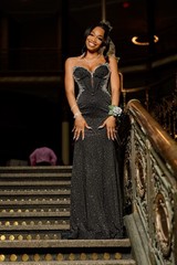 Strapless Sweetheart Black Long Gown XS Polyester Beaded Sequin Formal/Party