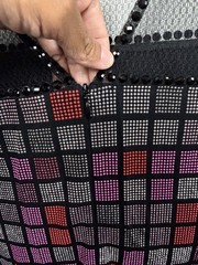 Grayse Mesh Checkered Sparkle Rinestone Sheath Sleeveless Dress Size S