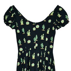 Collectif London Cactus Babydoll Midi Dress XXS Cottage Western Ruffle Peasant