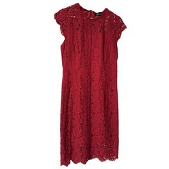 Cranberry Romantic Red Floral Lace Cocktail Party Wedding Guest Dress Size L
