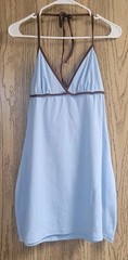 PRINCESS POLLY Baseline Halter Ribbed Mini Dress 12 Festival Rave Club Glam Blue