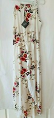 Zaful Maxi Dress Back Tie Close Side Criss Cross Split Floral Print M NEW #12150