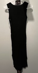 Magaschoni Solid Black Long Bodycon Dress XS Ribbed Knit Stretch Sleeveless
