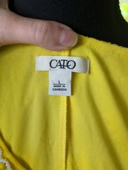 Cato Women&rsquo;s Large Yellow Sleeveless Lace Sun Dress With Beaded Neckline
