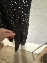 Andrée By Unit Dress Womens Medium Black Star Print Chiffon Slip Maxi Celestial