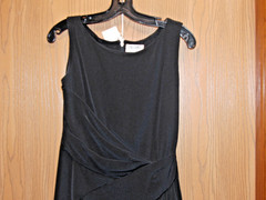 Bill Blass Black 100% Silk Sleeveless Rear Zipper Flare Dress SIZE 4