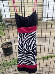 Ruby Rox Y2K zebra print mini dress in black, white, and hot pink Size L