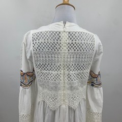 BCBGMaxazria Dress Womens XS Extra Small Runway Boho Embroidery Lace Lined Maxi