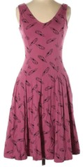 Zandra Rhodes Designer Rare Geometric Cars Pink/Mauve Vintage Sleeveless Dress 8