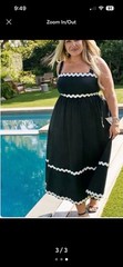 Torrid Black White Solid Square Neck Strappy Sleeve Maxi Dress Plus 0X