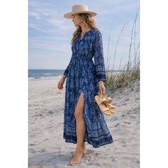 LoveShackFancy Maxi Dress Sz 2 Popover Side Slit Lightweight Boho Feminine