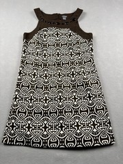 ANN TAYLOR Brown Print Women’s 14 Sleeveless Tank Rhinestone Cotton Shift Dress