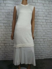 $250 John & Jenn Ivory White Layered Sleeveless Sweater Dress Large NWT J505