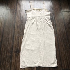 Forever21 Sun Dress Linen Look Italian Summer Side Slit Midi Length Size Medium