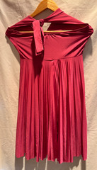 FOREVER SIZE MEDIUM ROSE PINK Full Pleated Skirt Halter Bare Back Neck Tie Poly